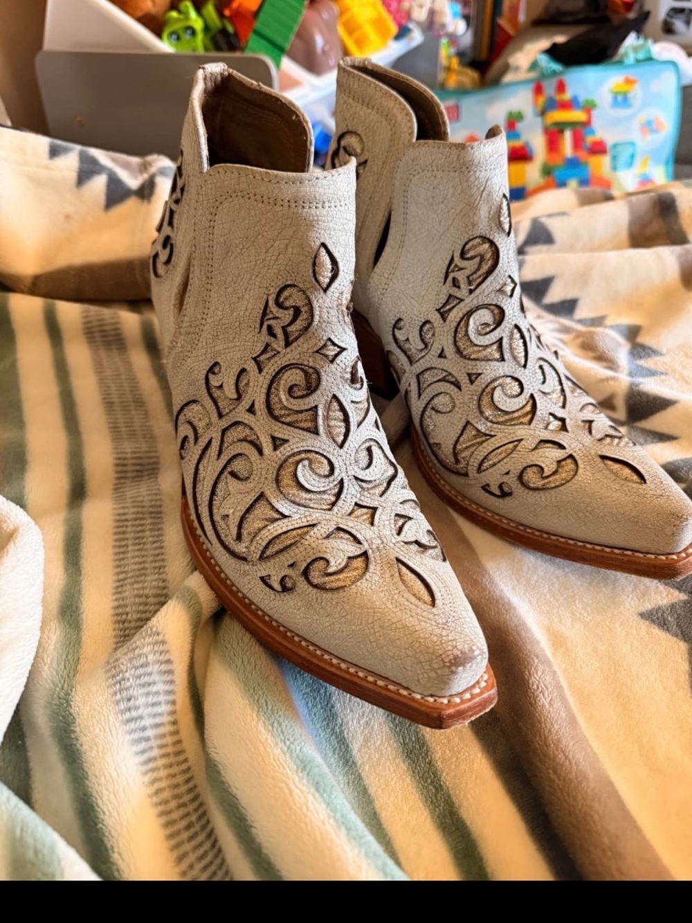 Ariat Women's Cutout Western Ankle Boots - Beige